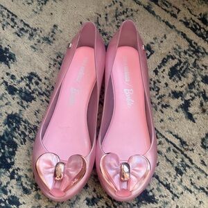 Barbie Mini Melissa light Pink Jelly Ballet Flats with Heart Accent shoes size 4